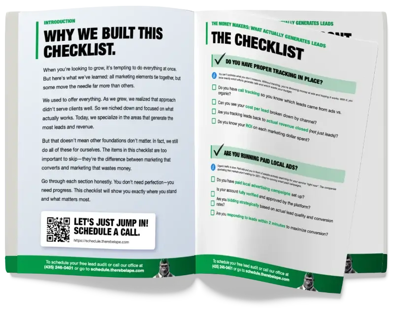 Ultimate Roofing Lead Generation Checklist (open booklet)